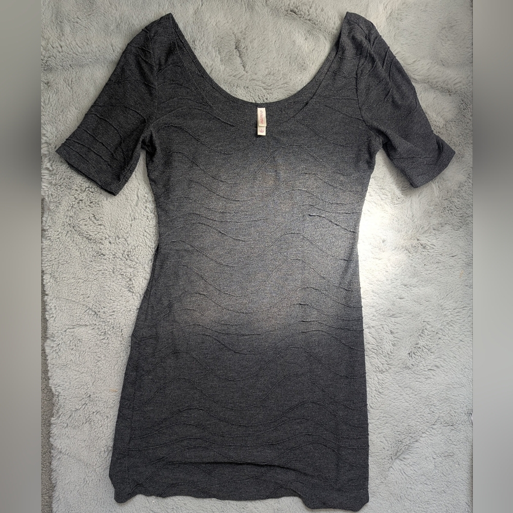 Xhilaration Charcoal Gray Textured Bodycon Dress | Juniors Size Large
